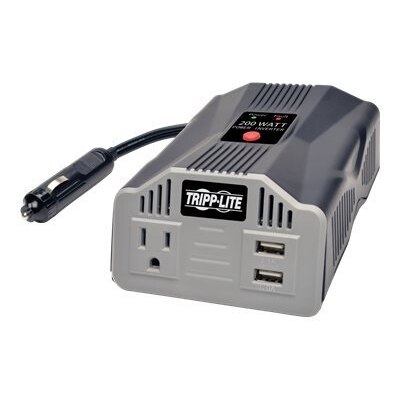 Tripp Lite Ultra-Compact Car Inverter 200W 12V DC to 120V AC 2 USB Charging Ports 1 Outlet - DC to AC power inverter ...