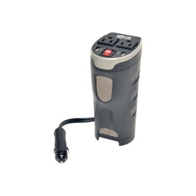 Tripp Lite Car Inverter Cup Holder 200W 12V DC to 120V AC 2 USB Charging Ports 2 Outlets - DC to AC power inverter + ...