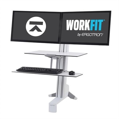 Ergotron WorkFit-S Dual with Worksurface+ - Stand for 2 LCD displays / keyboard / mouse - steel - screen size: 24-inch