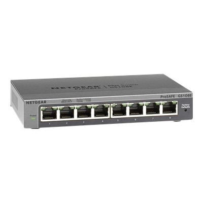 8-port NETGEAR Plus GS108Ev3 - Switch - 8 x 10/100/1000 - desktop, wall-mountable