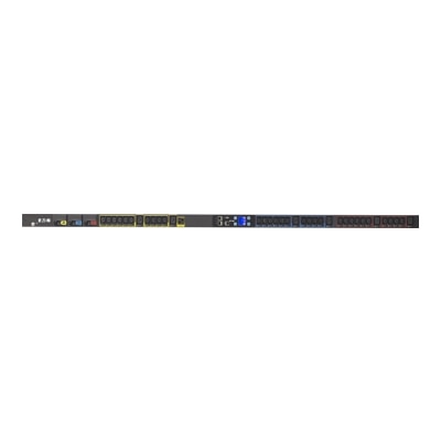 Eaton Metered Input rack PDU, 0U, L21-30P input, 8.64 kW max, 120/208V, 24A, 10 ft cord, Three-phase, Outlets: (1) 5-20R, (30) C13 Outlet grip, (6) C19 Outlet grip