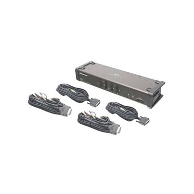 4-Port DVI KVMP Switch with Audio and Cables