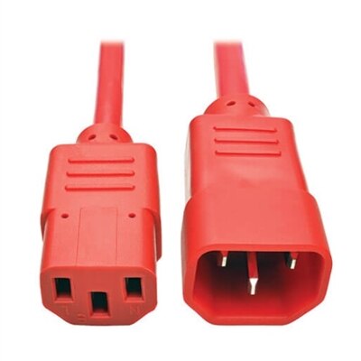 Tripp Lite 2ft Computer Power Extension Cord 10A 18 AWG C14 to C13 Red 2' - power extension cable - IEC 60320 C14 to ...