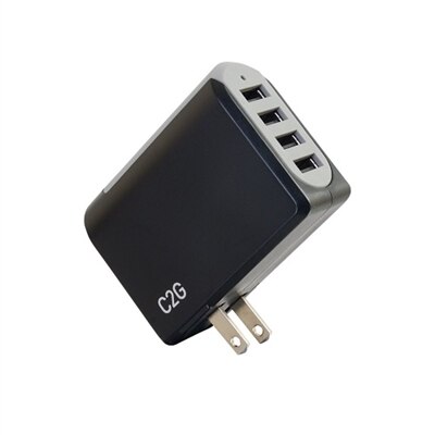 CablesToGo C2G 4-Port USB Wall Charger - AC to USB Adapter, 5V 4.8A Output adaptateur secteur