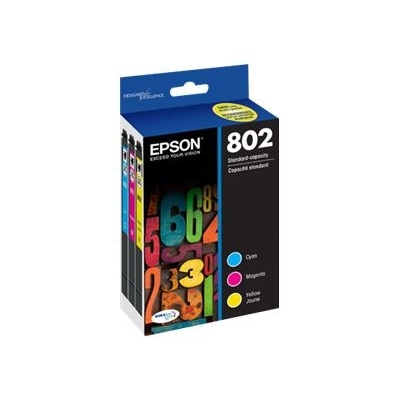 Epson 802 - 3-pack Black, Yellow, Cyan, Magenta Original - ink cartridge - for WorkForce Pro WF-4720, WF-4730, WF-4734, WF-4740