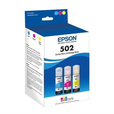 Epson 502 Multi-pack With Sensor - 3-pack Yellow, Cyan, Magenta Original - ink tank - for EcoTank ET-2700, ET-2750, ET-3700, ET-3750, ET-4750
