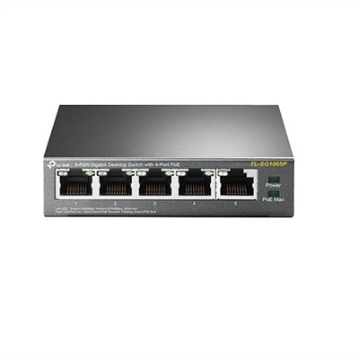 5-port TP-Link TL-SG1005P - Switch - unmanaged - 4 x 10/100/1000 (PoE) + 1 x 10/100/1000 - desktop - PoE (56 W)