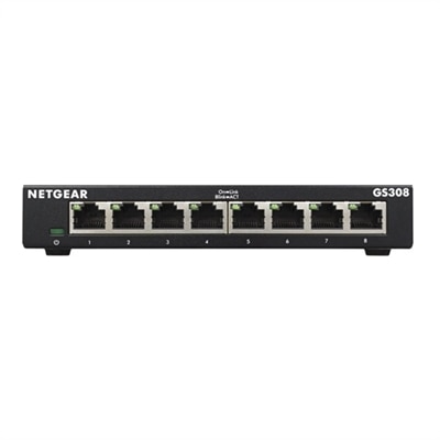 8-port NETGEAR GS308 - Switch - unmanaged - 8 x 10/100/1000 - desktop, wall-mountable
