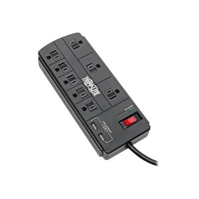 Tripp Lite by Eaton 8-Outlet Surge Protector with 2 USB Ports (2.1A Shared) - 8 ft. (2.43 m) Cord 1200 Joules Black