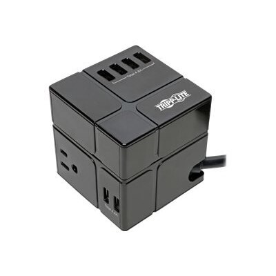 Tripplite Tripp Lite Surge Protector Power Cube 3-Outlet 6 USB-A 7.2A 6ft Cord Black 540 Joules - protection contre les surtens...