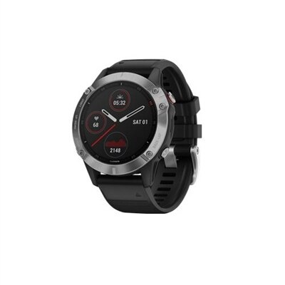 Garmin Fēnix 6 Silver Sport Watch With Band Silicone Black Display 1.3 Inch Bluetooth, Ant+ 2.01 Oz