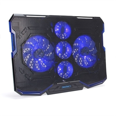 ENHANCE Cryogen Gaming Laptop Cooling Pad - 5 Quiet Cooler Fans and 2 USB Ports