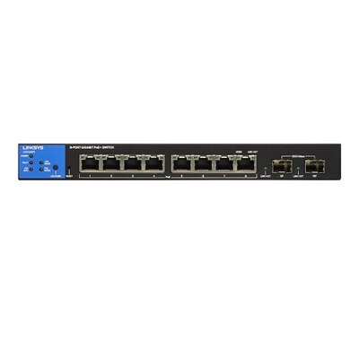 Linksys 8-Port Managed Gigabit PoE+ Switch with 2 1G SFP Uplinks 110W TAA Compliant