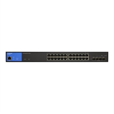Linksys 24-Port Managed Gigabit PoE+ Switch with 4 10G SFP+ Uplinks 410W TAA Compliant