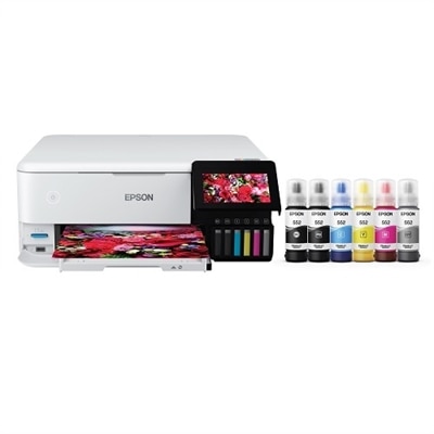 Epson EcoTank Photo ET-8500 Wireless Color All-in-One Supertank Printer, borderless printing up to 8.5 x 11