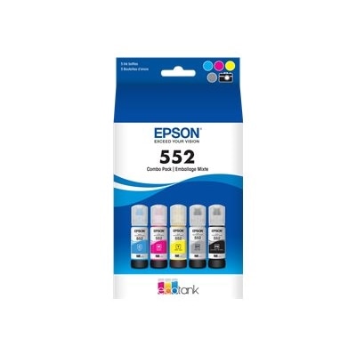 Epson 552 Multi-pack - 5-pack - 70 ml - High Capacity - dye-based cyan, yellow, magenta, photo black, gray - original - ink refill - for EcoTank ET