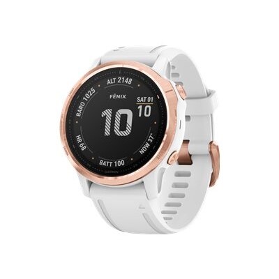 Garmin Fēnix 6s Pro Rose Gold Tone Sport Watch With Band Silicone White Display 1.2 32 Gb Bluetooth, Wi Fi, Ant+ 1.55 Oz