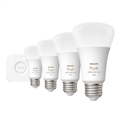 Philips Hue White and Color Ambiance A19 Bluetooth 75W Smart LED Starter Kit