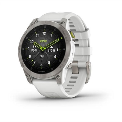 Garmin epix Gen 2 Sapphire - White titanium - sport watch with band - silicone