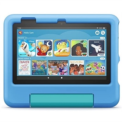 Amazon - Fire 7 Kids tablet, 7" display, ages 3-7, with content kids love, ad-free, Kid-Proof Case, 16 GB, (2022 release) - Blue