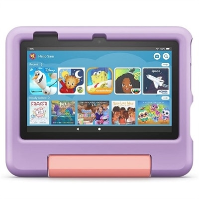 Amazon - Fire 7 Kids Ages 3-7 (2022) 7" tablet with Wi-Fi 16 GB - Purple