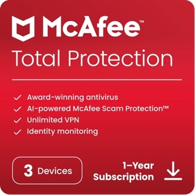 Download McAfee Total Protection 3 Device 1Yr Subscription