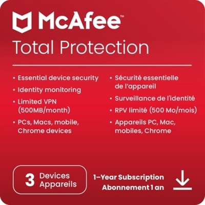 Image of Download McAfee Total Protection 3 Device 1Yr Subscription