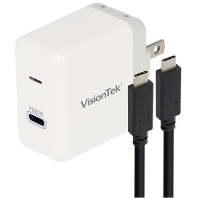 Visiontek- Fast Charging 6 Ft. Charger Cable With 20W Power Supply for USB-C Devices