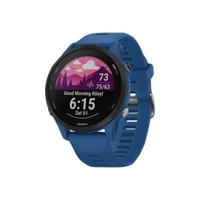 Garmin Forerunner 255 - 46 mm - black - sport watch with strap - silicone - tidal blue - wrist size: 130-205 mm - display 1.3