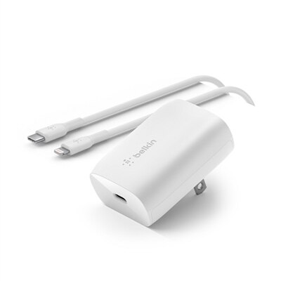Belkin BoostCharge USB-CÂ® PD 3.0 PPS Wall Charger 30W + USB-CÂ® Cable with Lightning Connector - White