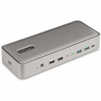 StarTech Dual-Laptop USB-C KVM Docking Station, Dual Monitor 4K 60Hz DisplayPort Dock, 5x USB Hub, GbE, 90W/45W PD, Windows/Mac, TAA
