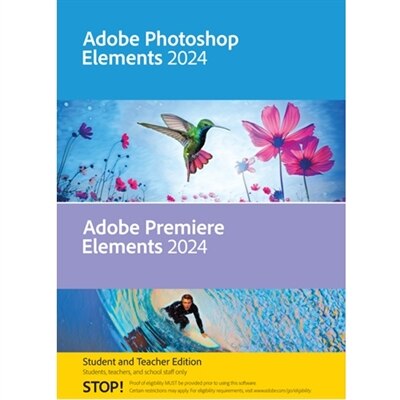 Download Adobe Photoshop and Premier Elements 2024, 1 User Student and Teacher Edition, WIN