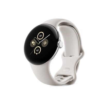 Google Pixel Watch 2 - Polished Silver Aluminum Case / Porcelain Active Band