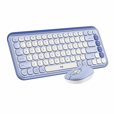 Logitech POP ICON COMBO, Bluetooth Keyboard and Mouse Combo, Comfortable Typing, Programmable Keys and Buttons, (Lilac & Off-white)