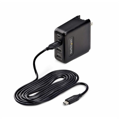 StarTech 100W USB-C Wall Charger, 2x USB-C, 2x USB-A, Portable GaN Power Adapter, PD 3.0, 6ft/1.8m USB-C to USB-C Cable