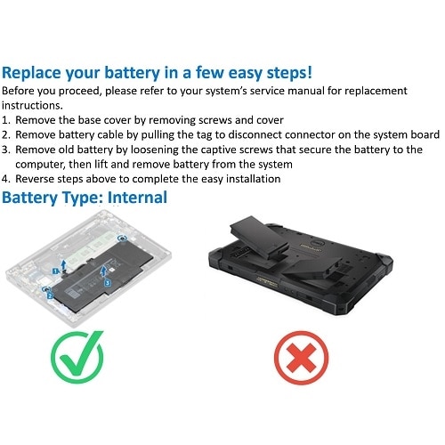 Bateria substituta Dell de íon de lítio de 4 células a 64 Wh para determinados notebooks 2