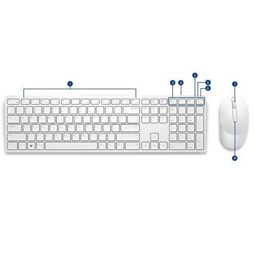 Dell Pro draadloos toetsenbord en draadloze muis - KM5221W - VK (QWERTY) - wit 5