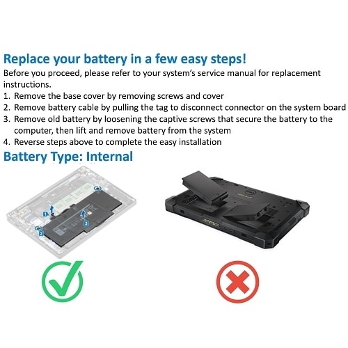 Bateria substituta Dell de íon de lítio de 4 células a 68 Wh para determinados notebooks 3