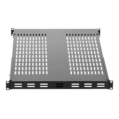 StarTech 1U 4-Post 19.5 to 38in Adjustable Mounting Depth Vented Rack Mount Shelf - Heavy Duty Fixed Rack Shelf - 330lbs / 150kg - 27.5in Deep 2