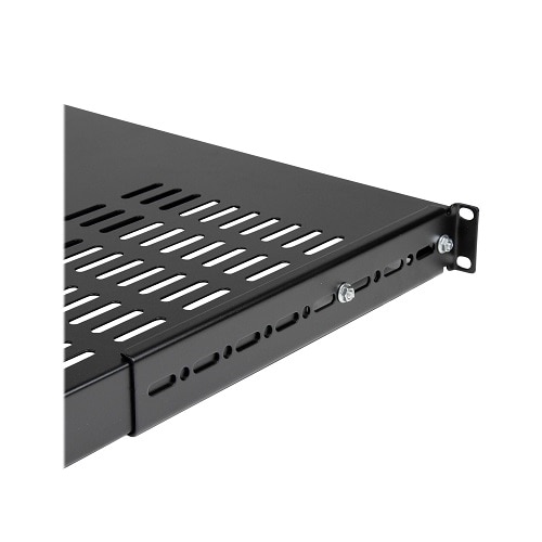 StarTech 1U 4-Post 19.5 to 38in Adjustable Mounting Depth Vented Rack Mount Shelf - Heavy Duty Fixed Rack Shelf - 330lbs / 150kg - 27.5in Deep 4