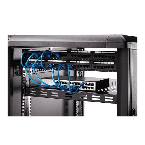 StarTech 1U 4-Post 19.5 to 38in Adjustable Mounting Depth Vented Rack Mount Shelf - Heavy Duty Fixed Rack Shelf - 330lbs / 150kg - 27.5in Deep 6
