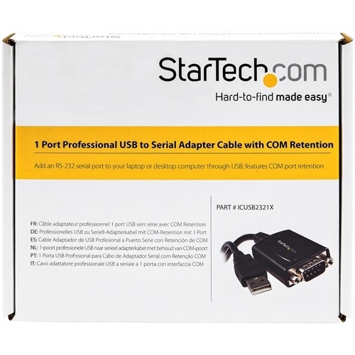 StarTech.com 1ft (30cm) 1-Port Professional USB to Serial Adapter Cable with COM Retention, USB to RS232 Adapter - TAA 5