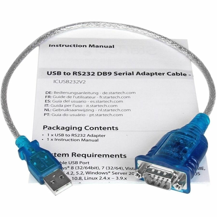 StarTech.com 17in (43cm) 1-Port USB to Serial Adapter Cable, USB-A to DB9 RS232, USB to RS232 Adapter, Prolific Chipset - M/M 4