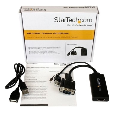 StarTech.com VGA To HDMI Adapter With USB Audio & Power - Portable VGA ...