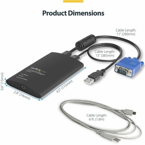 StarTech USB Crash Cart Adapter with File Transfer & Video Capture at 1920 x1200 60Hz, TAA 9