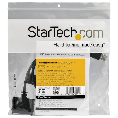 StarTech SATA to USB Cable, USB 5Gbps to 2.5in SATA I II III Hard Drive Adapter, External Converter for SSD or HDD Data Transfer 5
