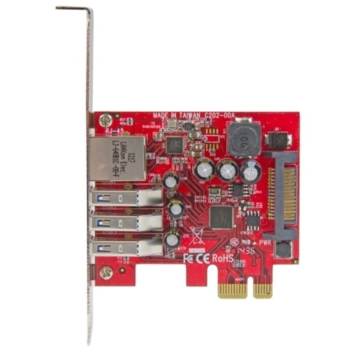 StarTech 3 Port PCI Express USB 3.0 Card + Gigabit Ethernet, 5Gbps, TAA 2