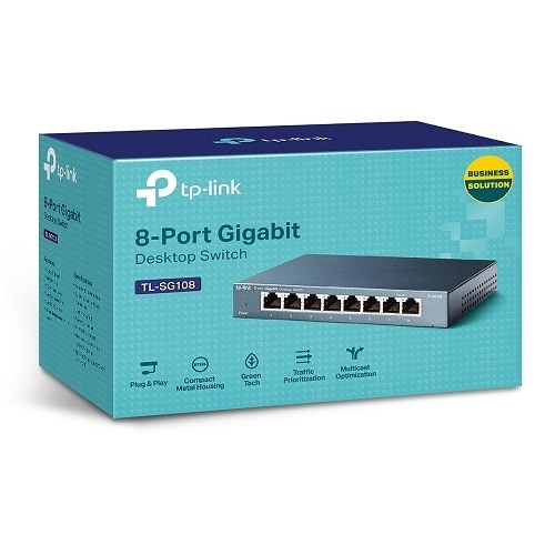 TP-LINK 8 port TL-SG108 8 port Metal Gigabit Switch Switch unmanaged 8 x 10/100/1000 desktop 3