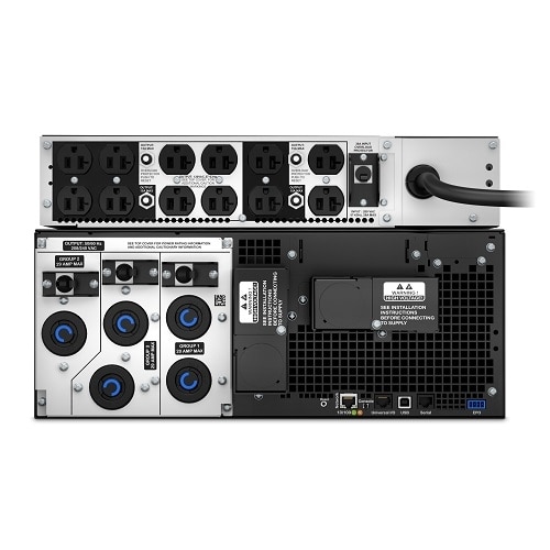 APC Smart-UPS On-Line, 6kVA/6kW, Rackmount 6U, 208V, 12x 5-20R+2x L6-20R+2x L6-30R NEMA, Network Card+SmartSlot, W/ transformer 208V-120V, W/ rail kit 5