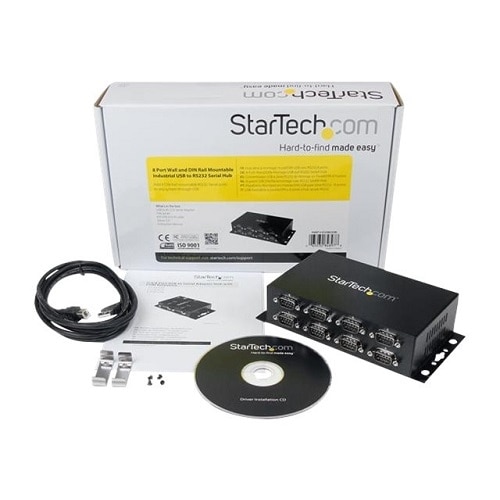 StarTech USB to Serial Adapter Hub - 8 Port - Industrial - Wall Mount - Din Rail - COM Port Retention - FTDI USB to RS232, TAA 4